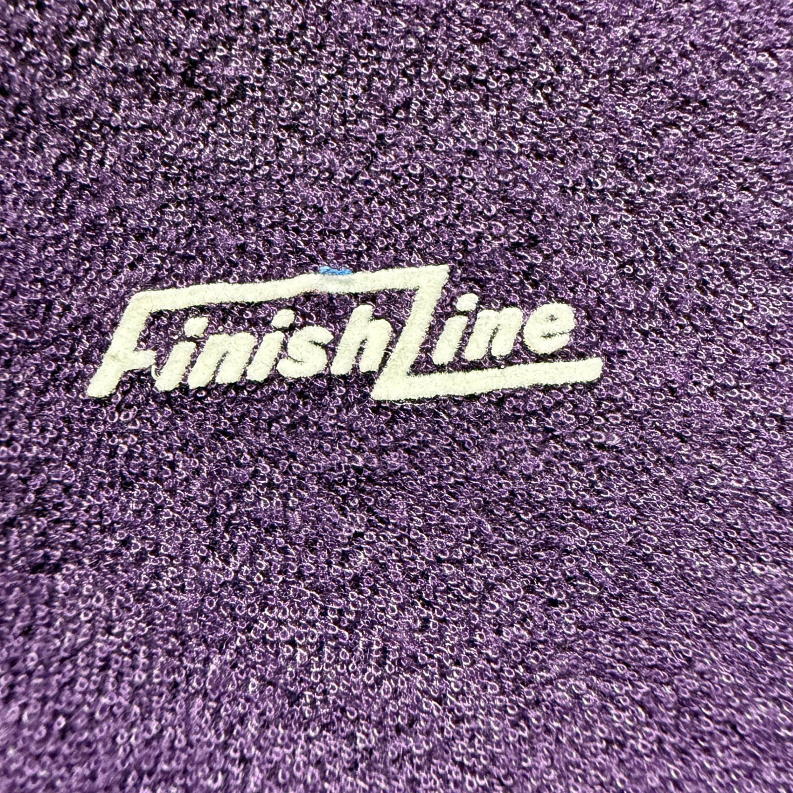 Vintage 80s Finish Line Shirt Mens M Purple Velour Racing Stripe V Neck — image 2 of 8